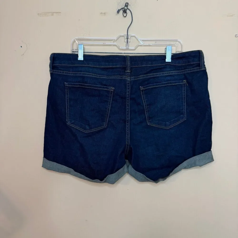 Arizona Jean Co Shorts Womens 19 Blue Rolled Cuff Denim Stretch Mom 4" Inseam - Picture 3 of 3